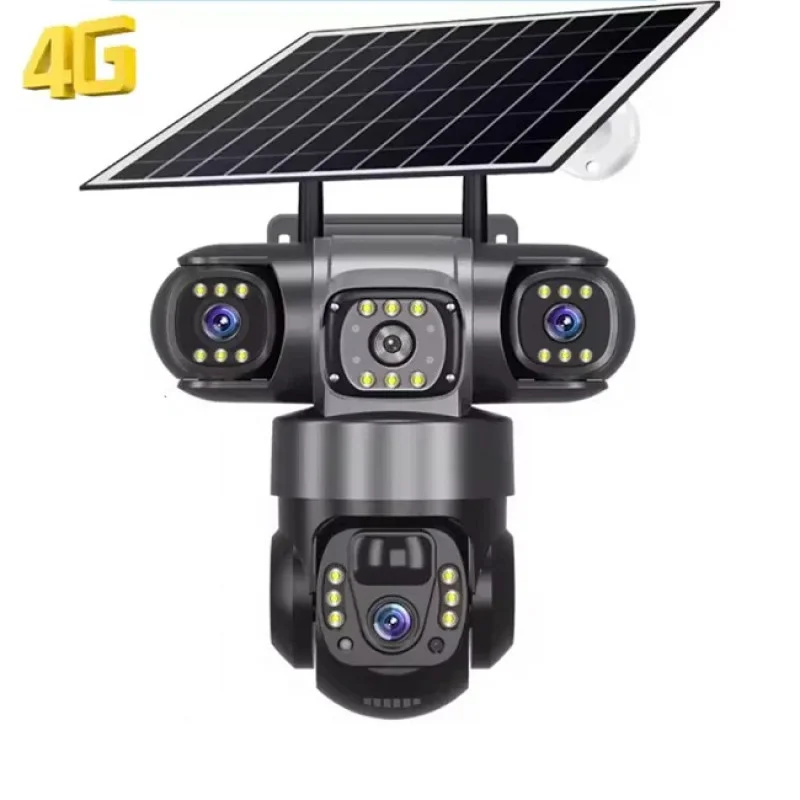4G камера відеоспостереження V380 на 3 лінзи • Вулична камера V380 з трьома об'єктивами, сонячною панеллю та віддаленим переглядом через застосунок